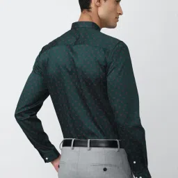 Peter England Green Cotton Slim Fit Printed Shirt image 2