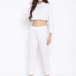 iki chic Women White Solid Top with Joggers image 4