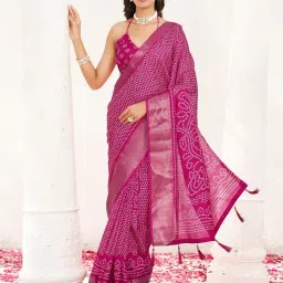 Tikhi Imli Pink Printed Ready To Wear Saree with Unstitched Blouse image 1