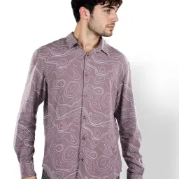 celio Celio* Taupe Regular Fit Printed Shirt image 1