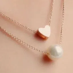 Sangria Pearls Beaded Heart Double Chain image 2