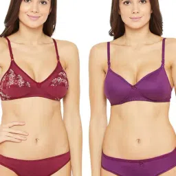 N-Gal Maroon Lace Bra & Panty Set (Pack Of 2)-picture-11