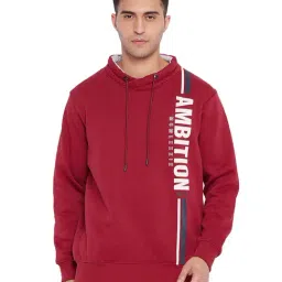 Cantabil Maroon Printed Hooded Sweatshirt-image-28