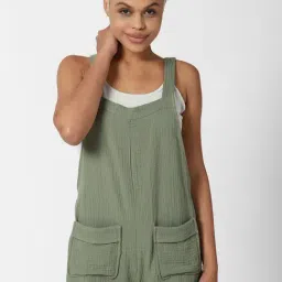 Forever 21 Green Cotton Playsuit-image-75