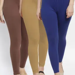 Gracit Blue & Skin Mid Rise Leggings - Pack Of 3-picture-20