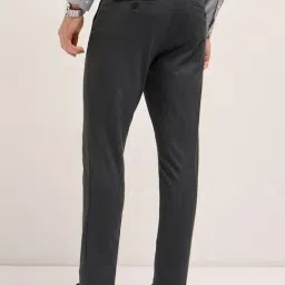 The Bear House Grey Polyester Slim Fit Solid Formal Trousers image 2