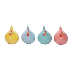 Tayhaa Multicolor Ceramic Colourful Chicken Showpieces - Set of 4 image 2