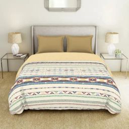 Spaces Printed Cream Cotton Shell Double Bed Quilt-picture-37