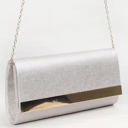 Code by Lifestyle Silver Textured Clutch image 3