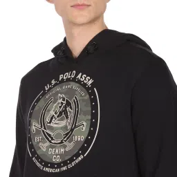 U.S. Polo Assn. Black Regular Fit Printed Hooded SweatShirt image 4