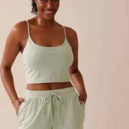 La Vie En Rose Green Cotton Regular Fit Striped Camisole-image-19