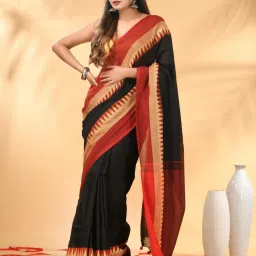 Charukriti Black & Red Embellished Saree image 1