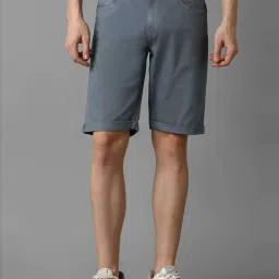 Louis Philippe Jeans Grey Cotton Slim Fit Shorts image 1