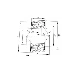 FAG Domestic Double Row Angular Contact Ball Bearing, Inner Dia 30 mm, Outer Dia 62 mm, Width 23.8 mm, 3206-BD-XL-2Z image 2