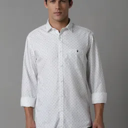 Louis Philippe Jeans White Cotton Slim Fit Printed Shirt image 1