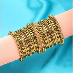 Peora Golden Oxidized Bangles Set for Women image 1