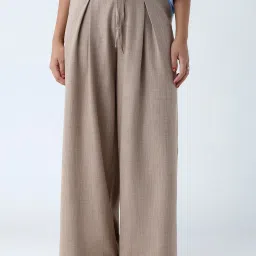 nuon women Nuon by Westside Beige Wide-Leg High-Rise Pants image 1