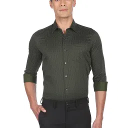 Arrow New York Green Cotton Slim Fit Printed Shirts image 1
