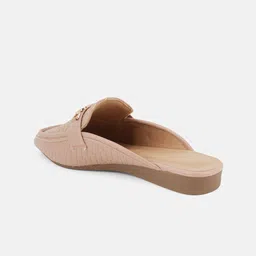 Mast & Harbour Women Textured Mules with Buckles Flats image 3