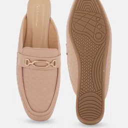 Mast & Harbour Women Textured Mules with Buckles Flats image 5