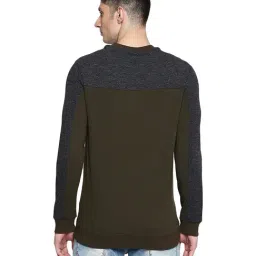 Spykar Olive & Grey Mandarin Collar Sweatshirt image 2