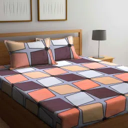 Klotthe Multicolor 300 TC Polycotton Double Book Fold Bedsheet with 2 Pillow Covers image 1
