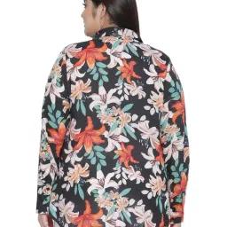 Oxolloxo Black & Beige Floral Print Shirt image 2