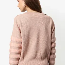 Campus Sutra Pink Self Pattern Sweater image 2
