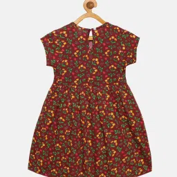 Kiddopanti Kids Maroon Floral Print Dress image 2