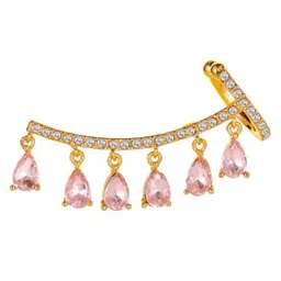 ISHKAARA Gold-Plated Contemporary Silver Crystal Drop Ear Cuff Earrings image 4