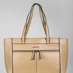 Allen Solly Beige Solid Medium Tote Handbag image 1