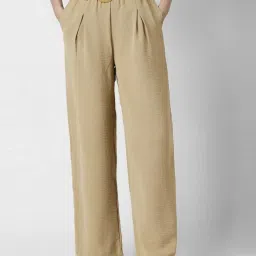 Van Heusen Beige Regular Fit Trousers image 1