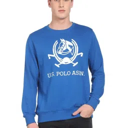 U.S. Polo Assn. Blue Cotton Regular Fit Printed SweatShirt image 1