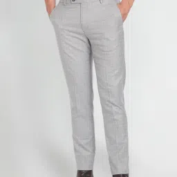 Arrow Grey Slim Fit Checks Trousers image 1