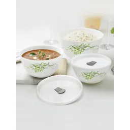 Larah by Borosil Green Opalware Serving Bowls - Set of 3 image 1