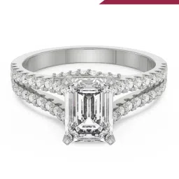 Emori 18k White Gold & Diamond Timeless Emerald Engagement Ring image 1