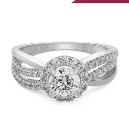 Emori 18k White Gold & Diamond Artistic Round Ring image 1