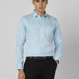 Van Heusen Blue Cotton Slim Fit Checks Shirt image 1