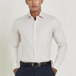 Allen Solly Cream Cotton Regular Fit Self Pattern Shirt image 1