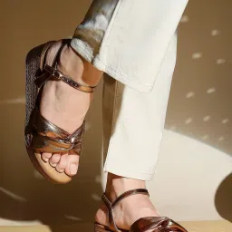 Inc.5 Women's Antique Gold Ankle Strap Wedges image 1