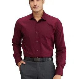Park Avenue Maroon Slim Fit Self Pattern Shirt image 1