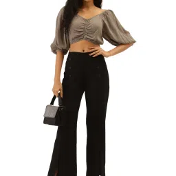 Label Ritu Kumar Black Printed Straight Fit Pants image 4