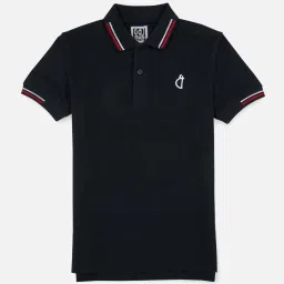Gini & Jony Boys Black Solid Polo T-Shirt image 1