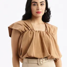 showoffff SHOWOFF Brown Regular Fit Crop Top image 1