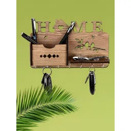 SEHAZ ARTWORKS Brown 7 Hooks Wooden KeyHolder image 4