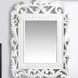 VAS collection home White Textured Wooden Wall Mirror image 2