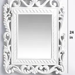 VAS collection home White Textured Wooden Wall Mirror image 3