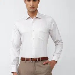 Van Heusen White Cotton Regular Fit Checks Shirt image 1