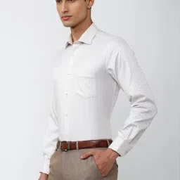 Van Heusen White Cotton Regular Fit Checks Shirt image 3