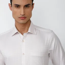 Van Heusen White Cotton Regular Fit Checks Shirt image 4